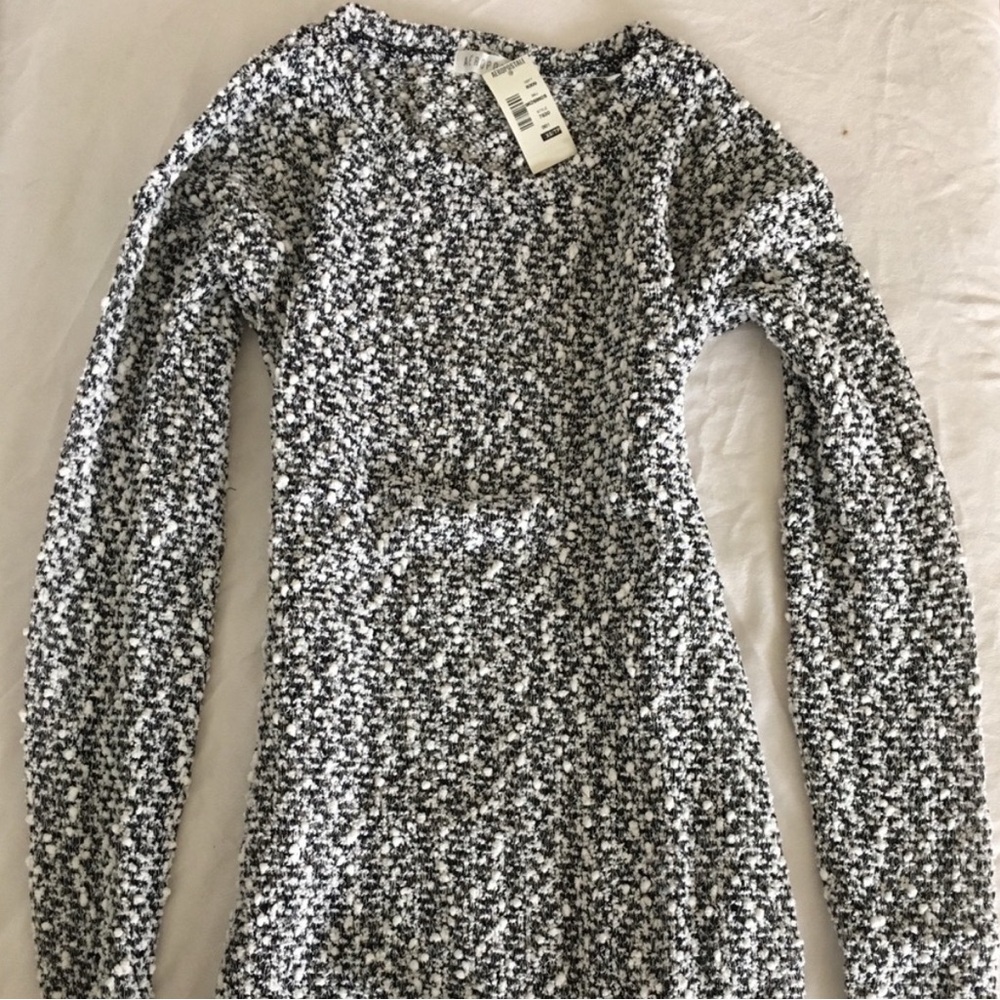 New Women Juniors XS Aeropostale Sheer Black, Silver, & Cream Popcorn Sweater